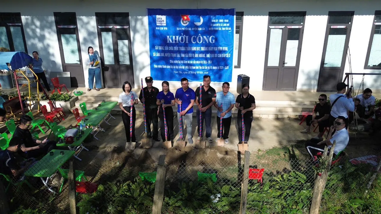Hội Anh em VF 9 chung tay dựng lại trường học sau bão lũ